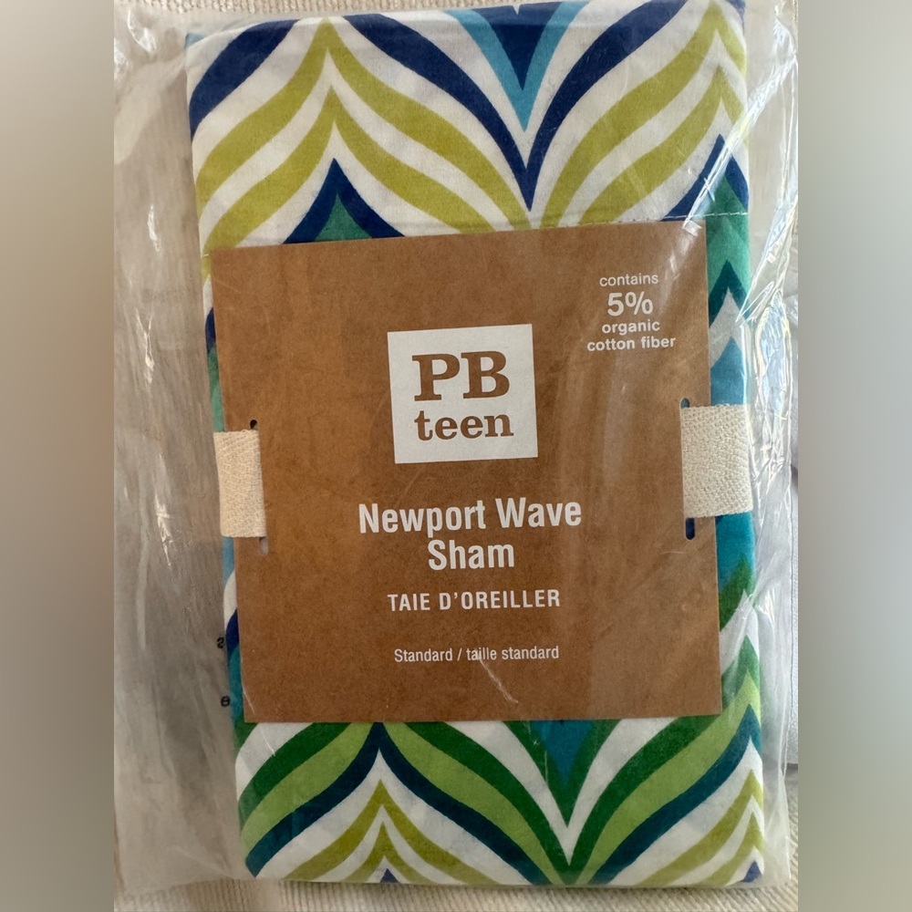 Pottery Barn Teen ~Newport Wave~ STD Pillow Sham - Blue Green WAVES (2 Avail)
